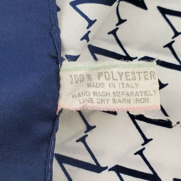 Blue White Scarf Letter N Polyester Square Morsley New York 26" Square Vintage - Picture 8 of 10